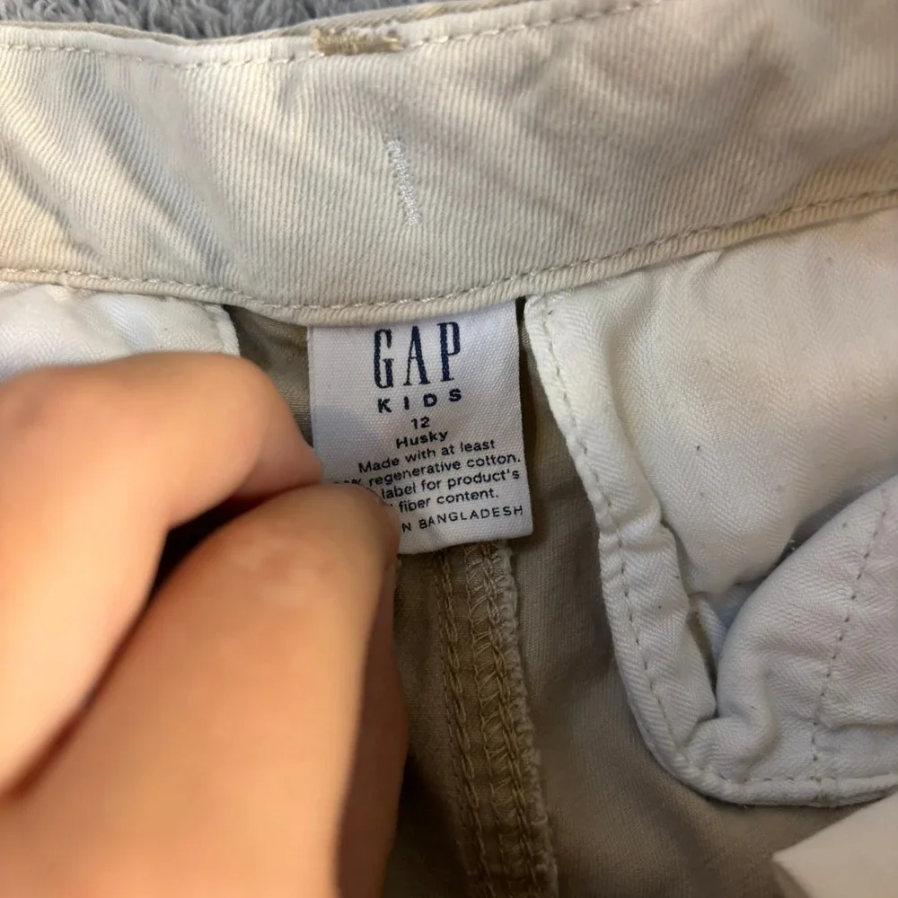 Gap Kids Boys Khaki Chino Shorts Tan Cotton Twill Size 12 Husky